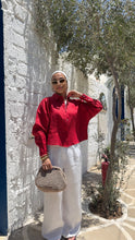 Load image into Gallery viewer, Pure linen cropped oversized shirt
