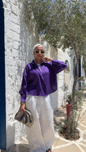 Load image into Gallery viewer, Pure linen cropped oversized shirt
