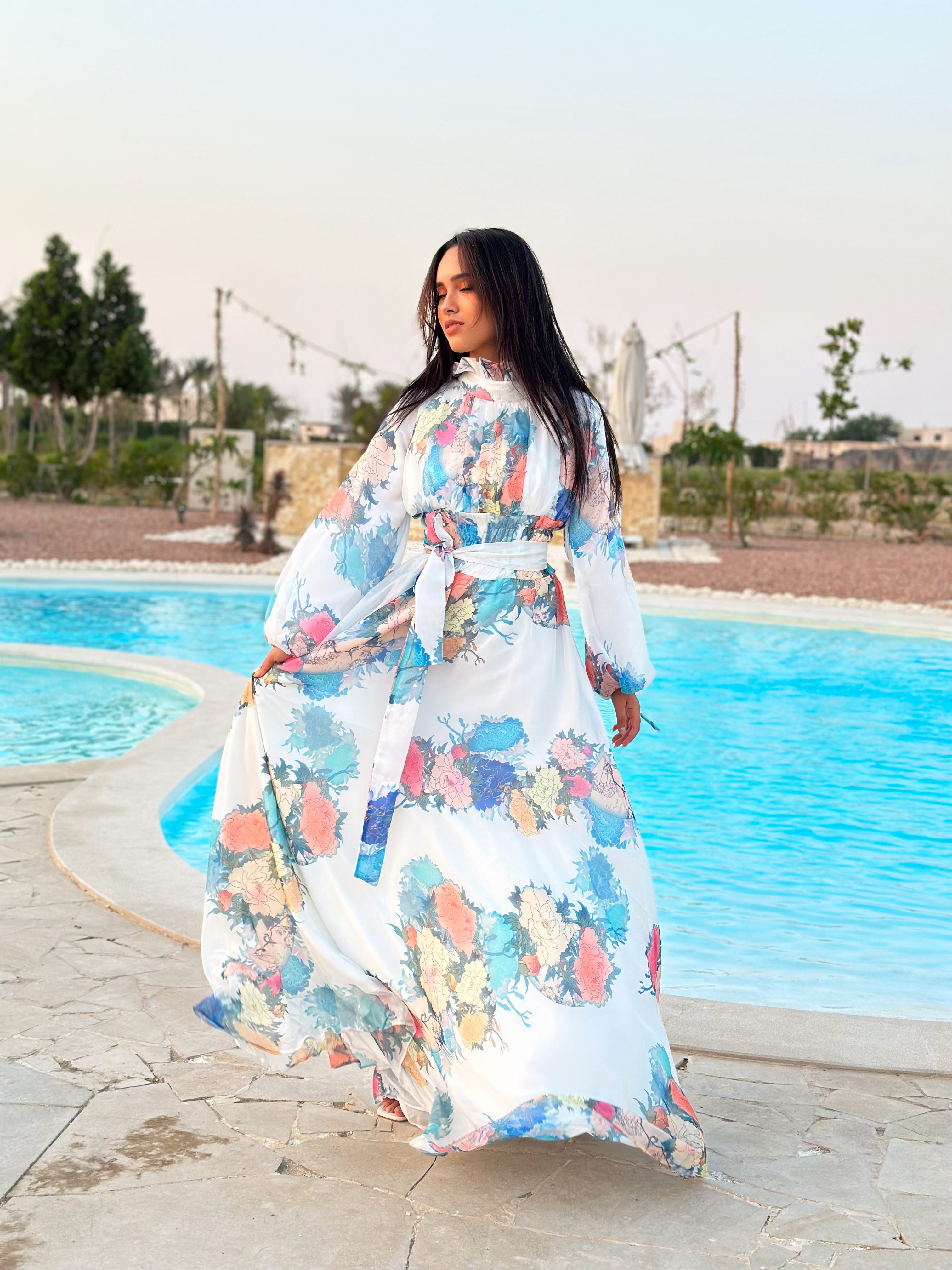 Offwhite Floral Chiffion dress