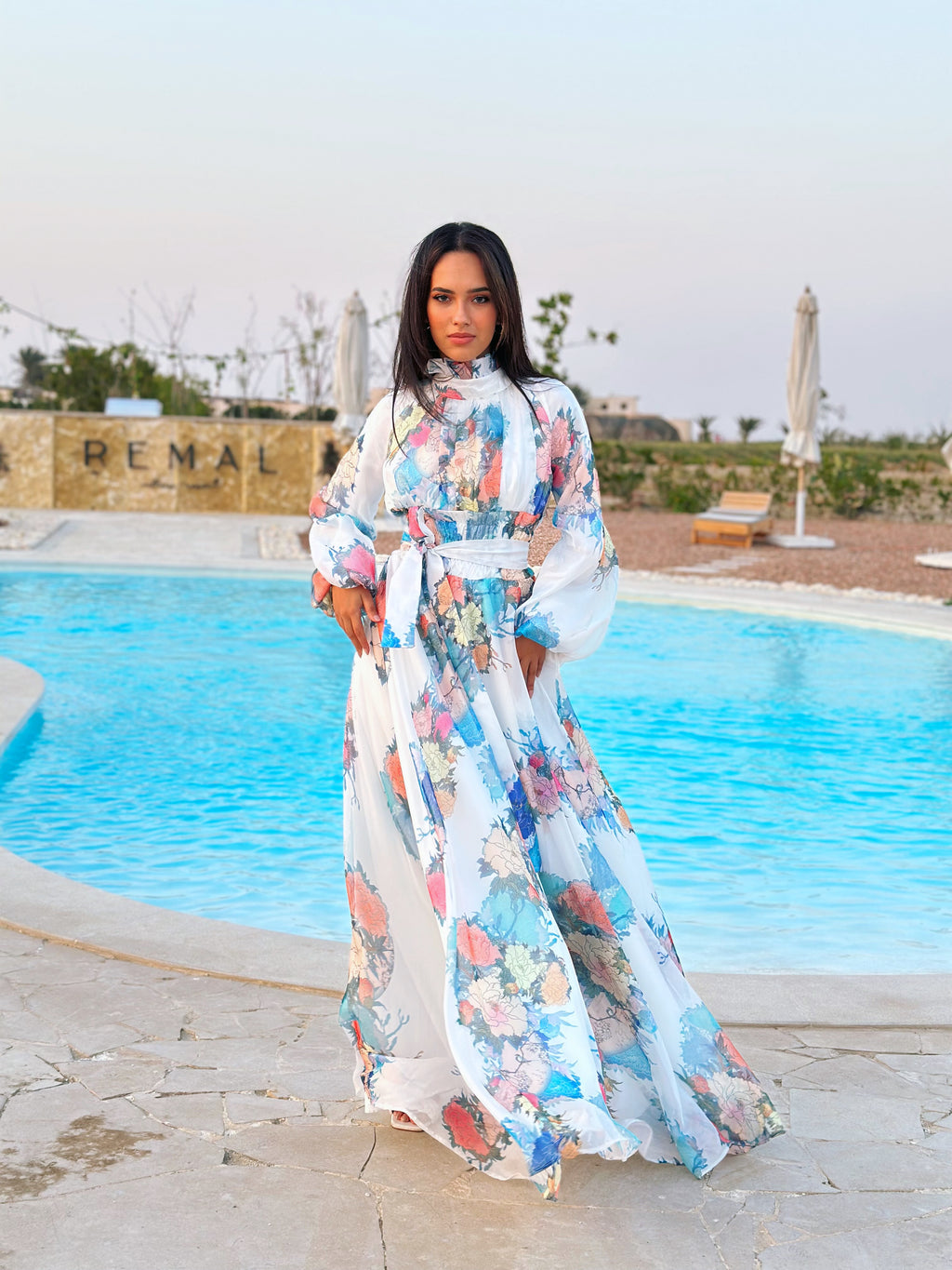 Offwhite Floral Chiffion dress