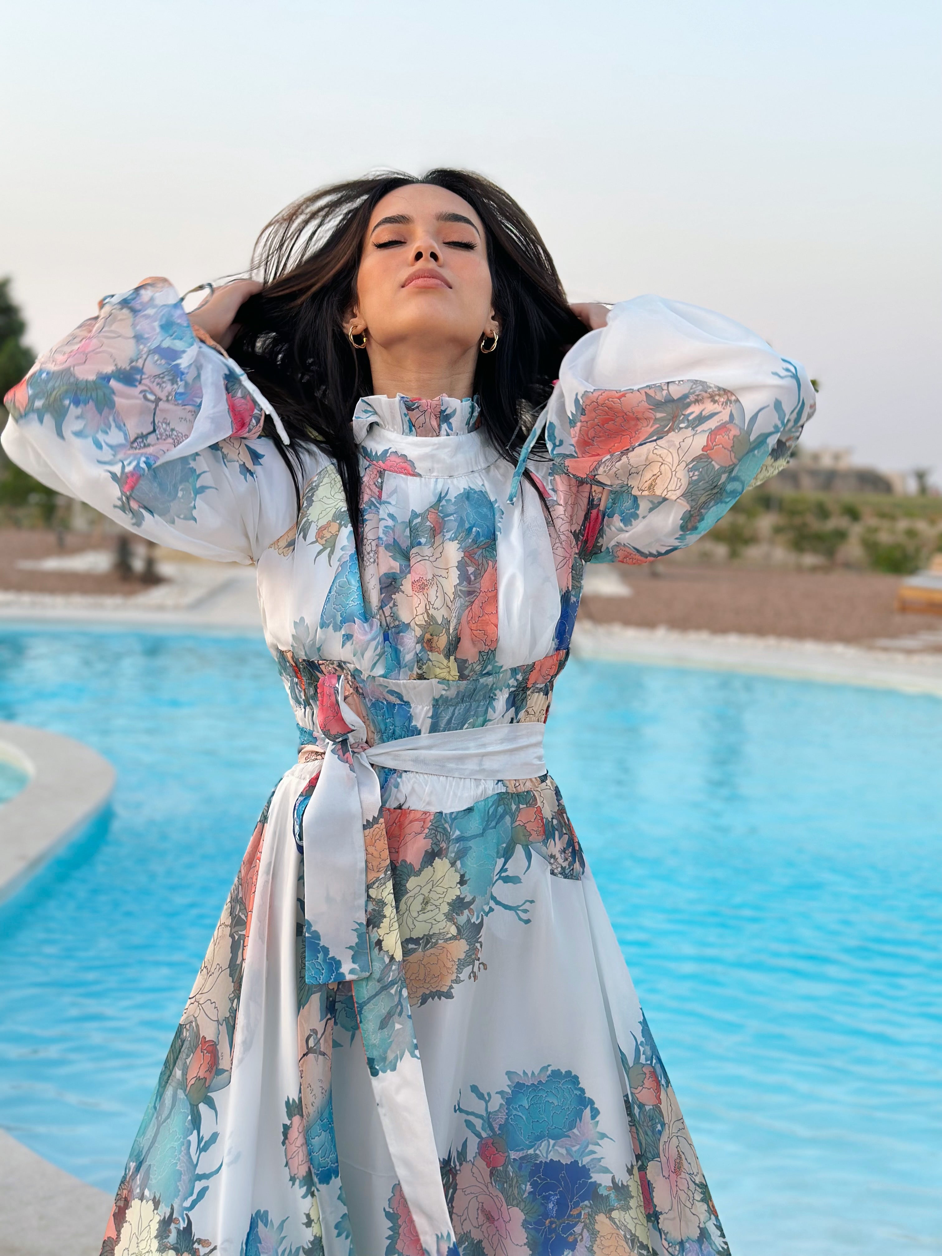 Offwhite Floral Chiffion dress