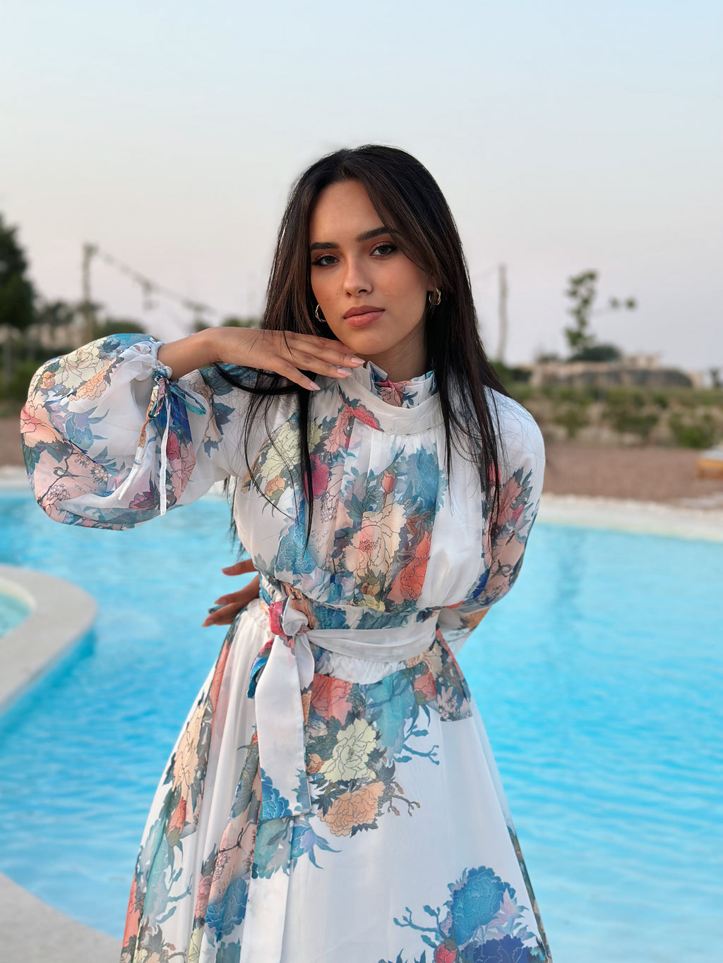 Offwhite Floral Chiffion dress