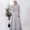 Satin half and half A-Line Dress in Silver