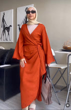 Load image into Gallery viewer, Linen wrapped Dress with drapes
