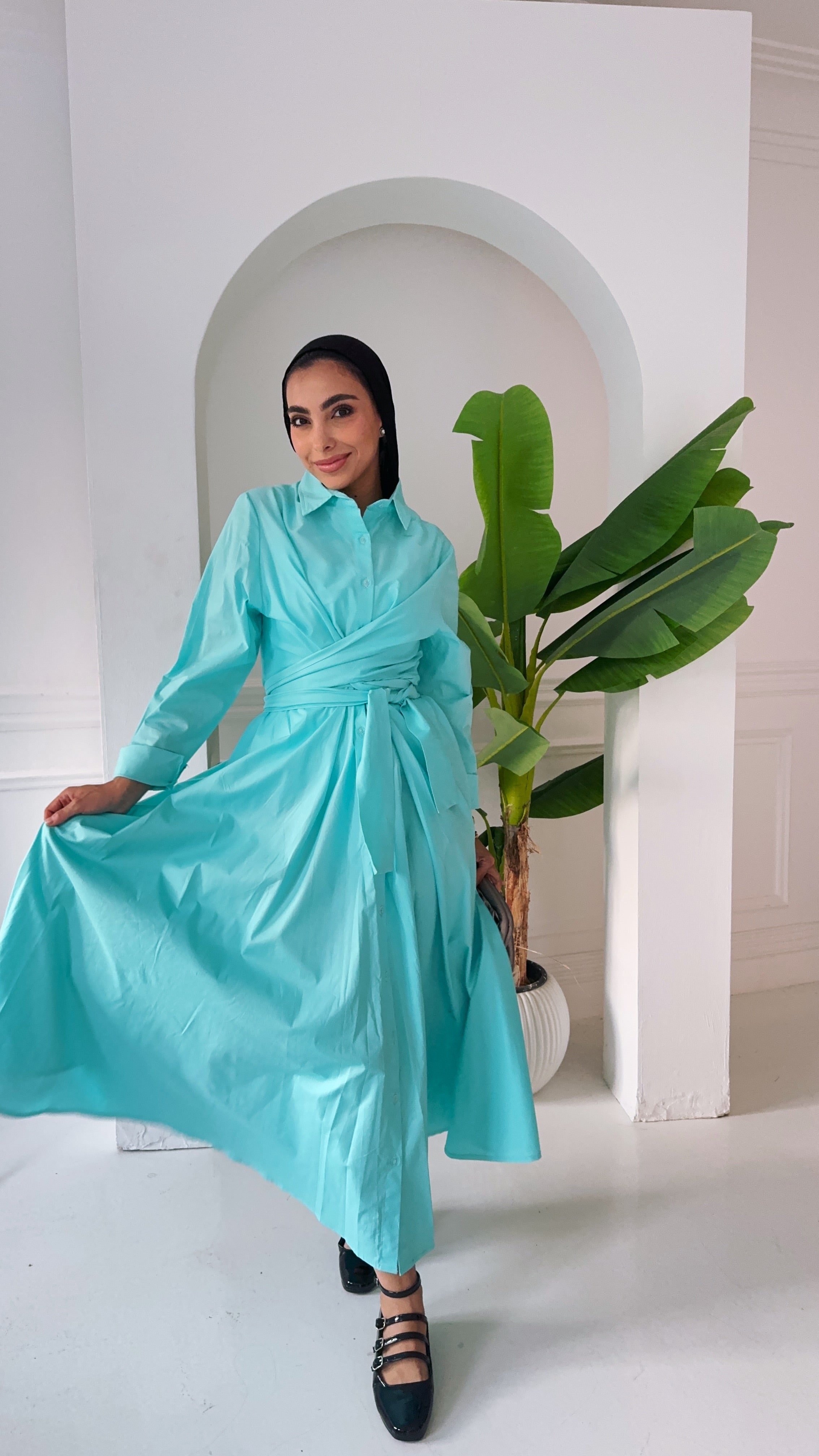 ZAYNA  Wrap Shirt Dress
