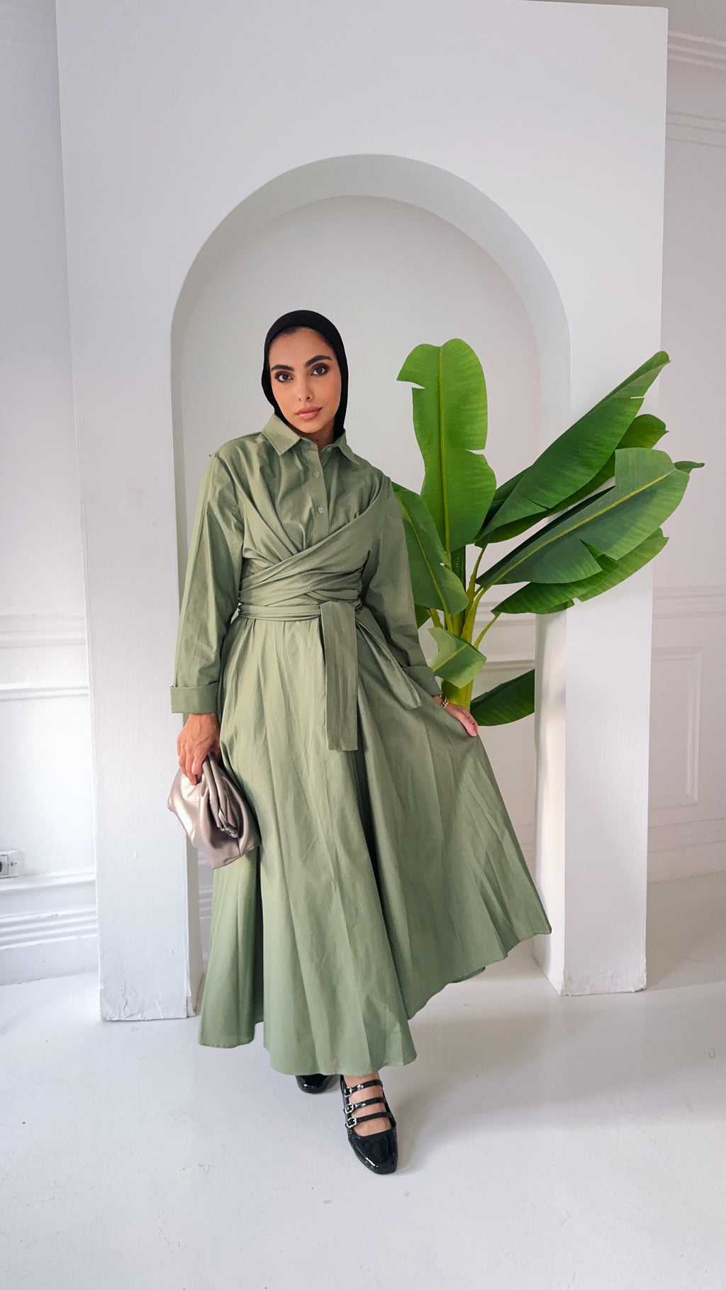ZAYNA  Wrap Shirt Dress