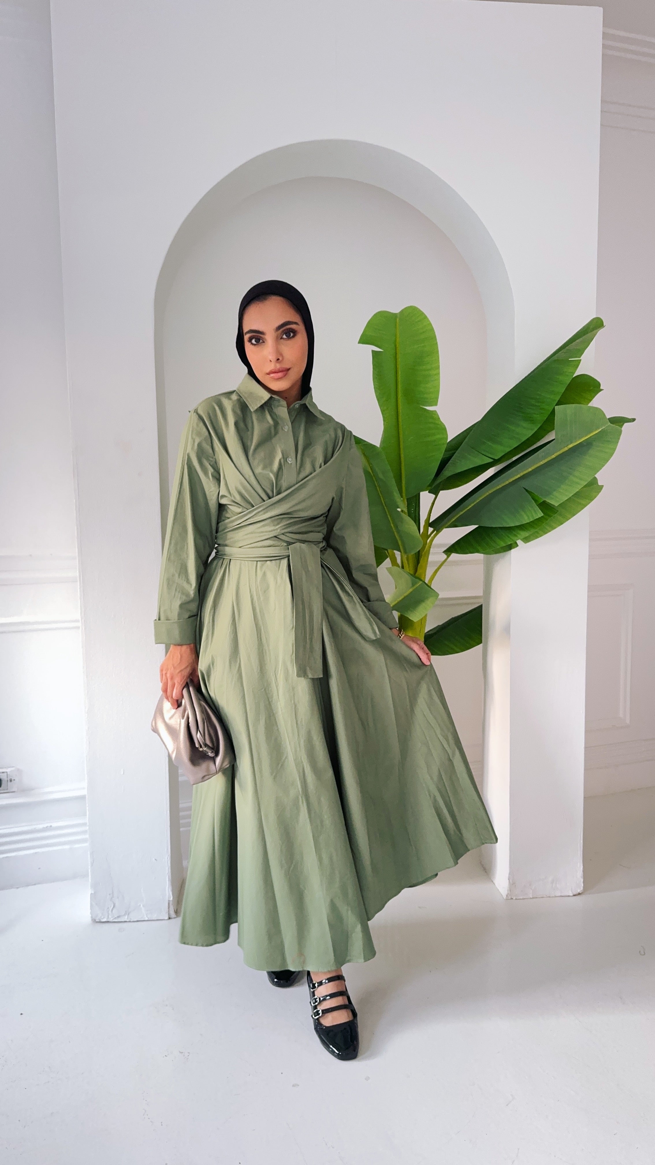 ZAYNA  Wrap Shirt Dress