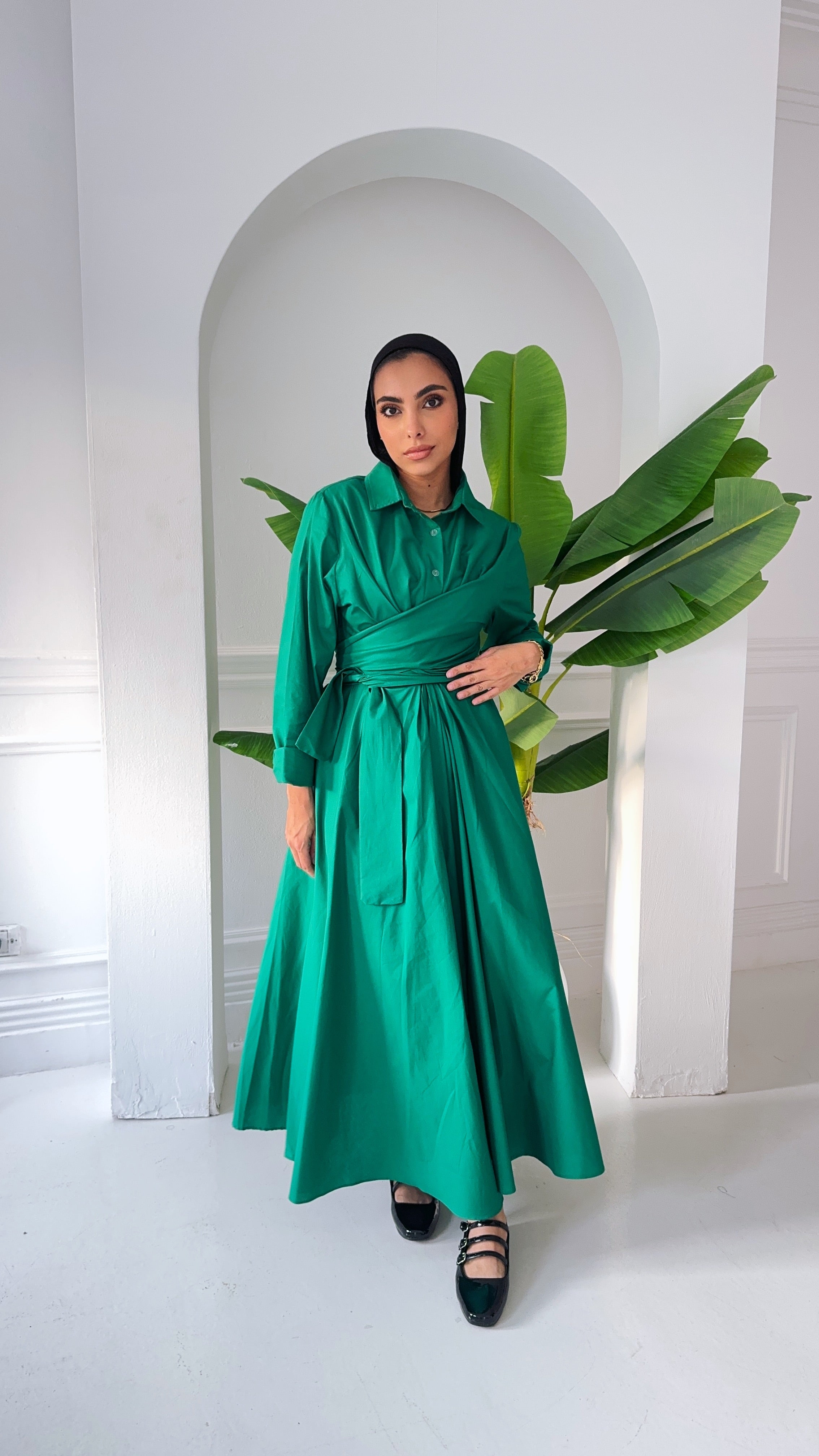 ZAYNA  Wrap Shirt Dress