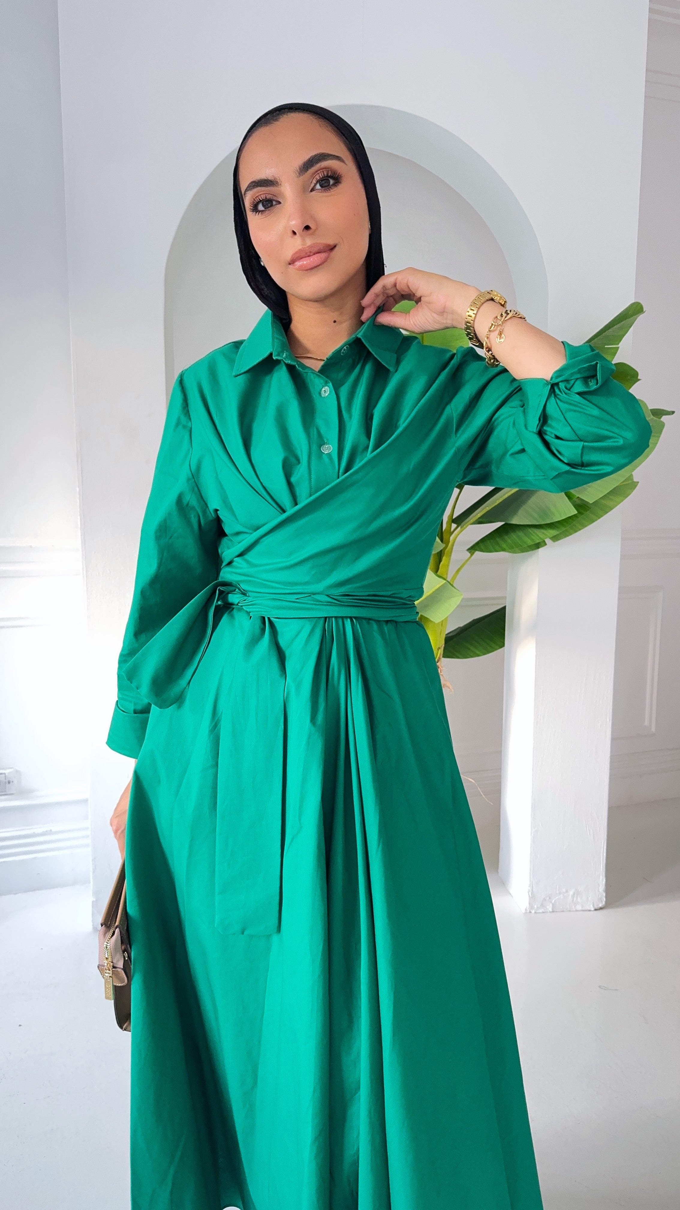 ZAYNA  Wrap Shirt Dress