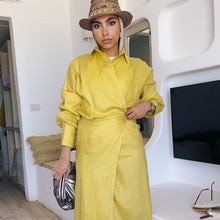 Load image into Gallery viewer, yellow Pure Linen wrap dress
