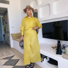 Load image into Gallery viewer, yellow Pure Linen wrap dress
