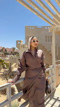 Load image into Gallery viewer, Mocha Pure Linen wrap dress
