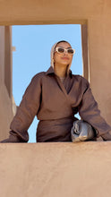 Load image into Gallery viewer, Mocha Pure Linen wrap dress
