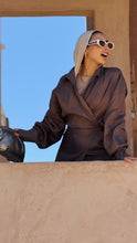 Load image into Gallery viewer, Mocha Pure Linen wrap dress
