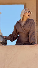Load image into Gallery viewer, Mocha Pure Linen wrap dress
