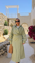 Load image into Gallery viewer, Sage breeze Pure linen wrap dress
