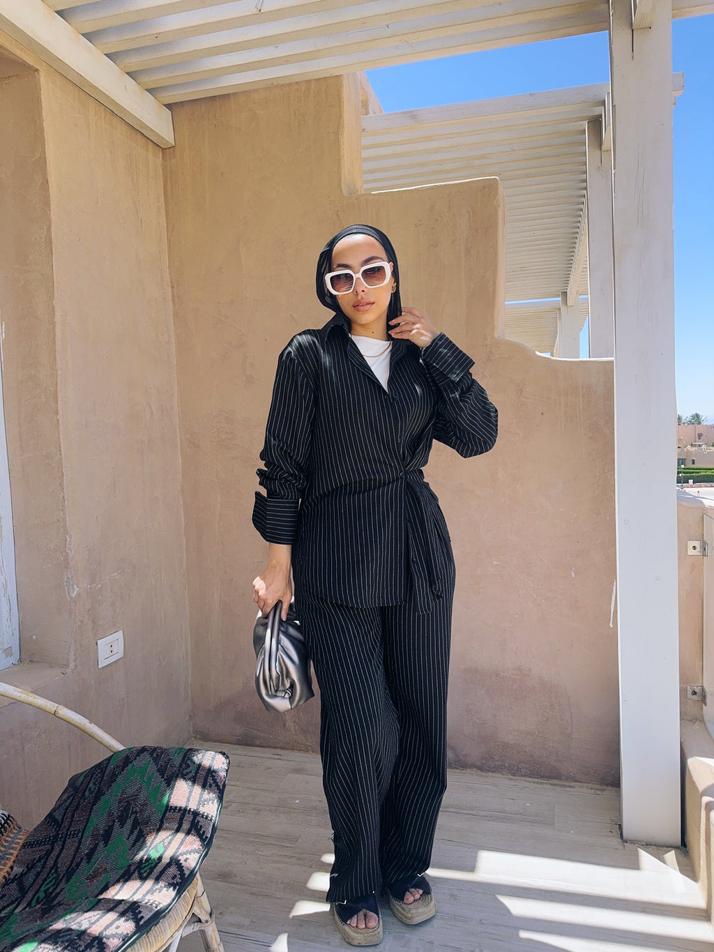 Pinstripe Linen Set