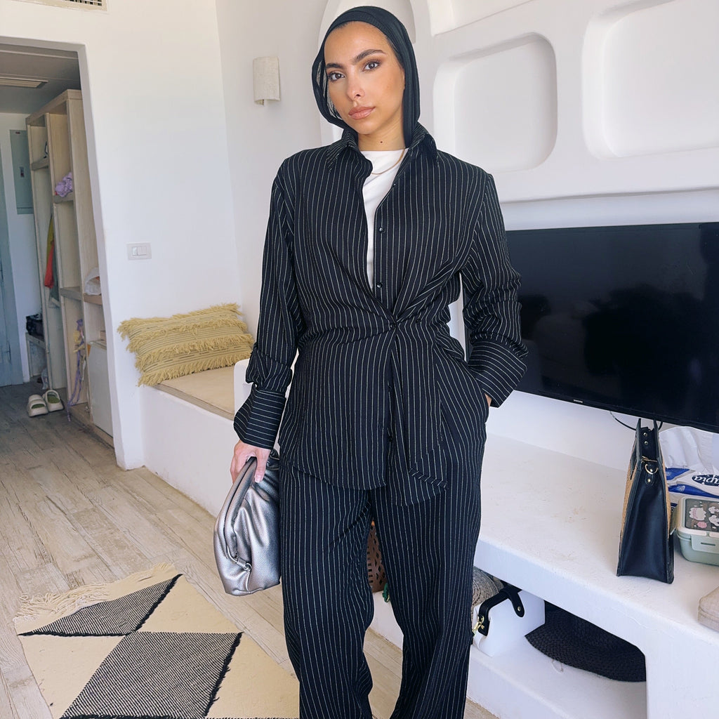 Pinstripe Linen Set