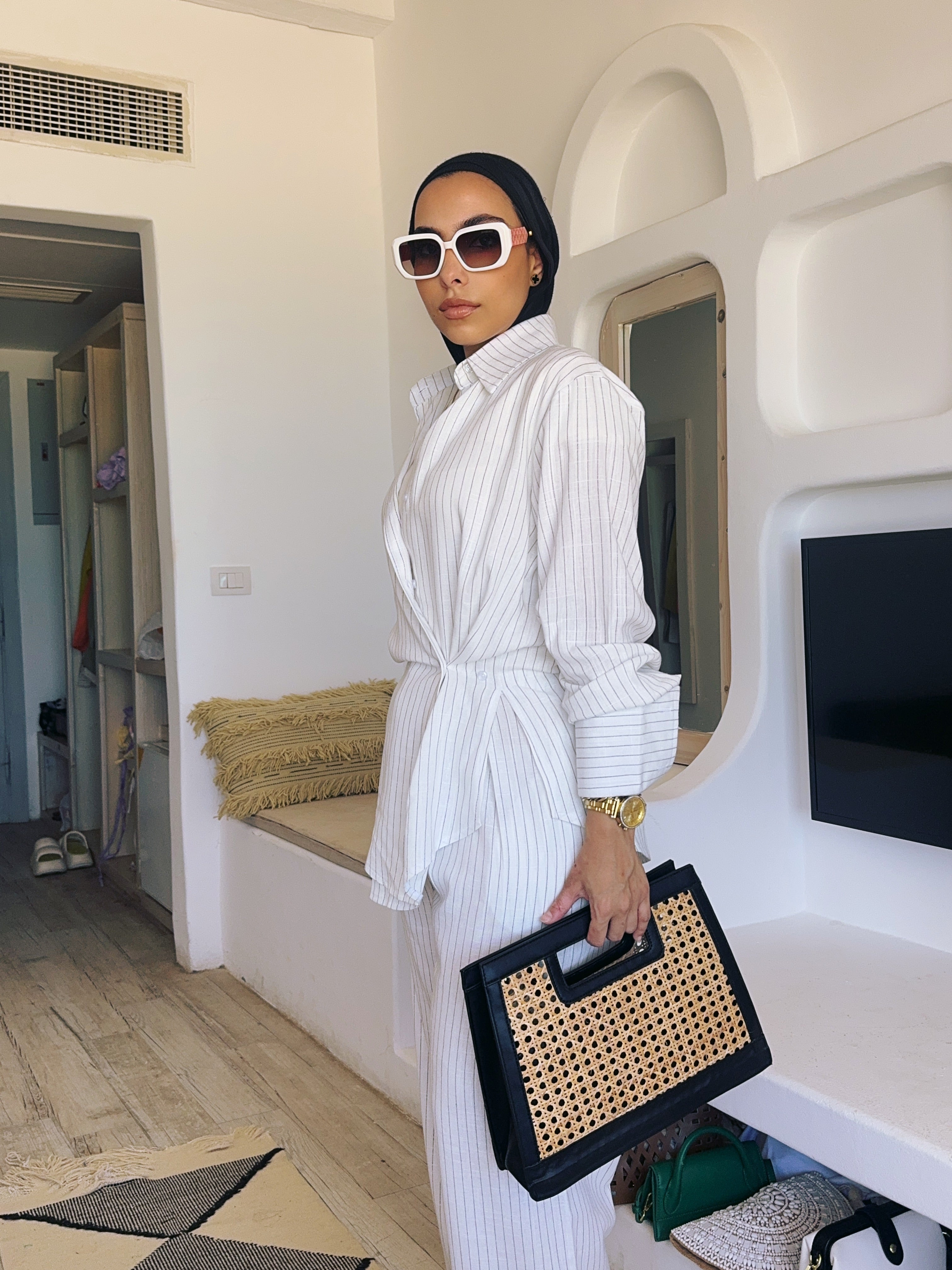 Pinstripe Linen Set