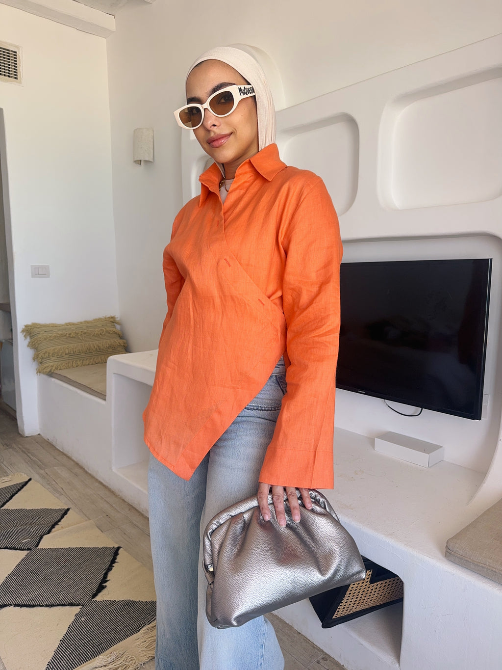 Pure linen High-Low shirt