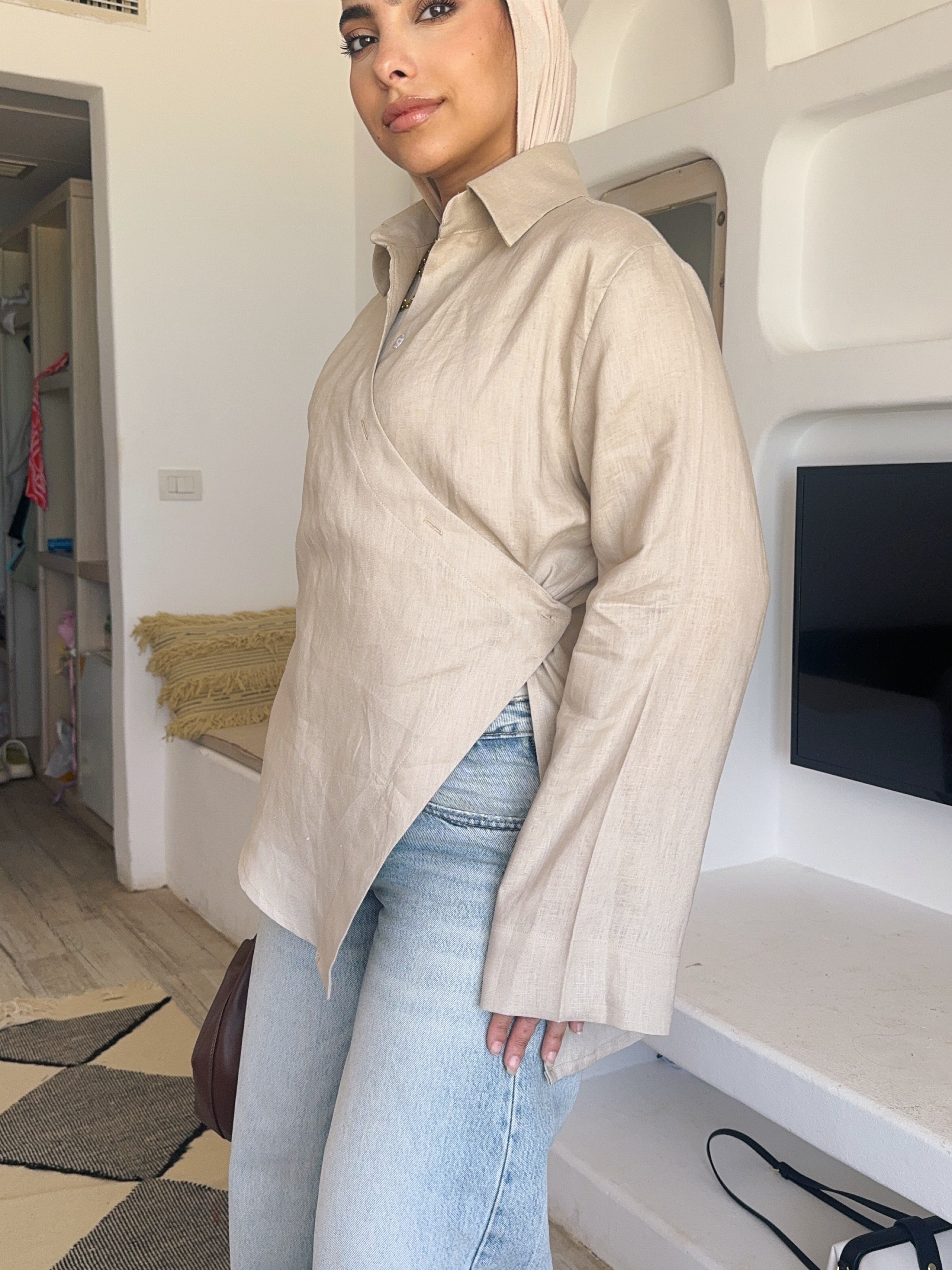 Pure linen High-Low shirt