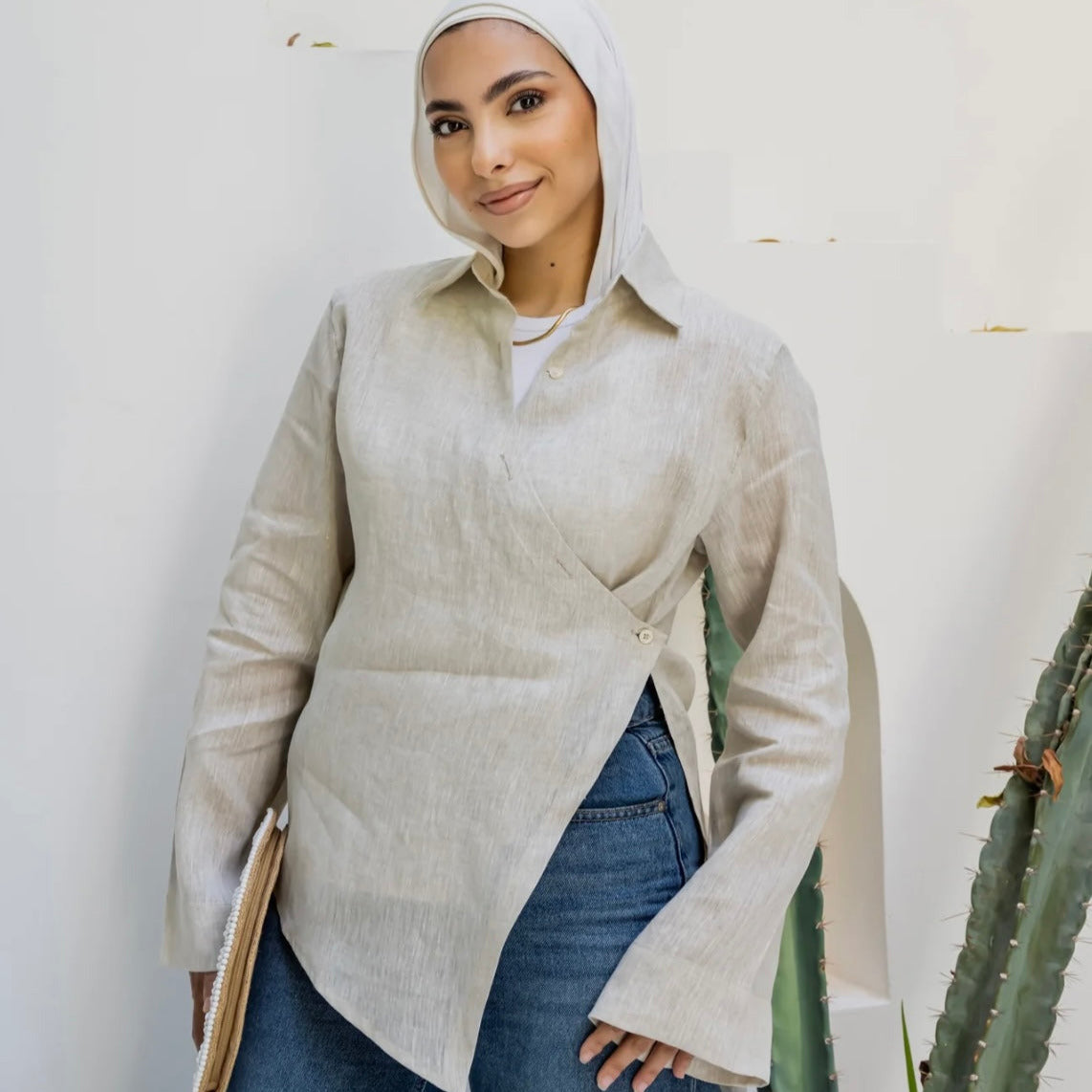 Pure linen High-Low shirt
