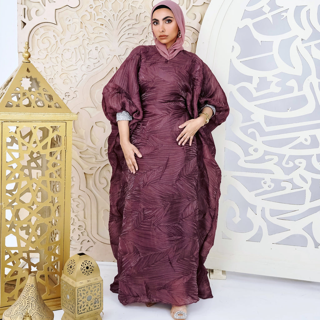 Dusky rosewood Organza Plissé Kaftan