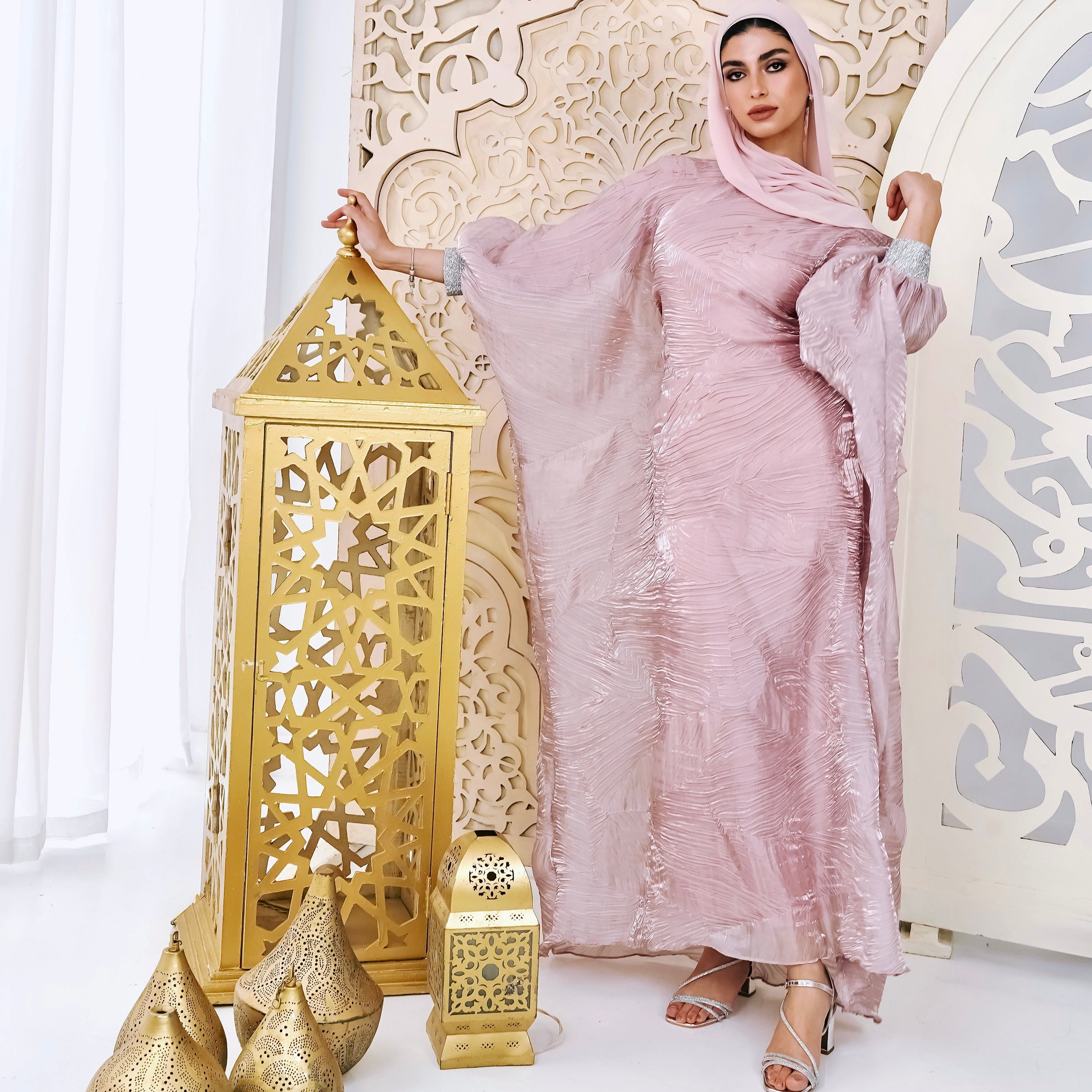 Blush Organza Plissé Kaftan