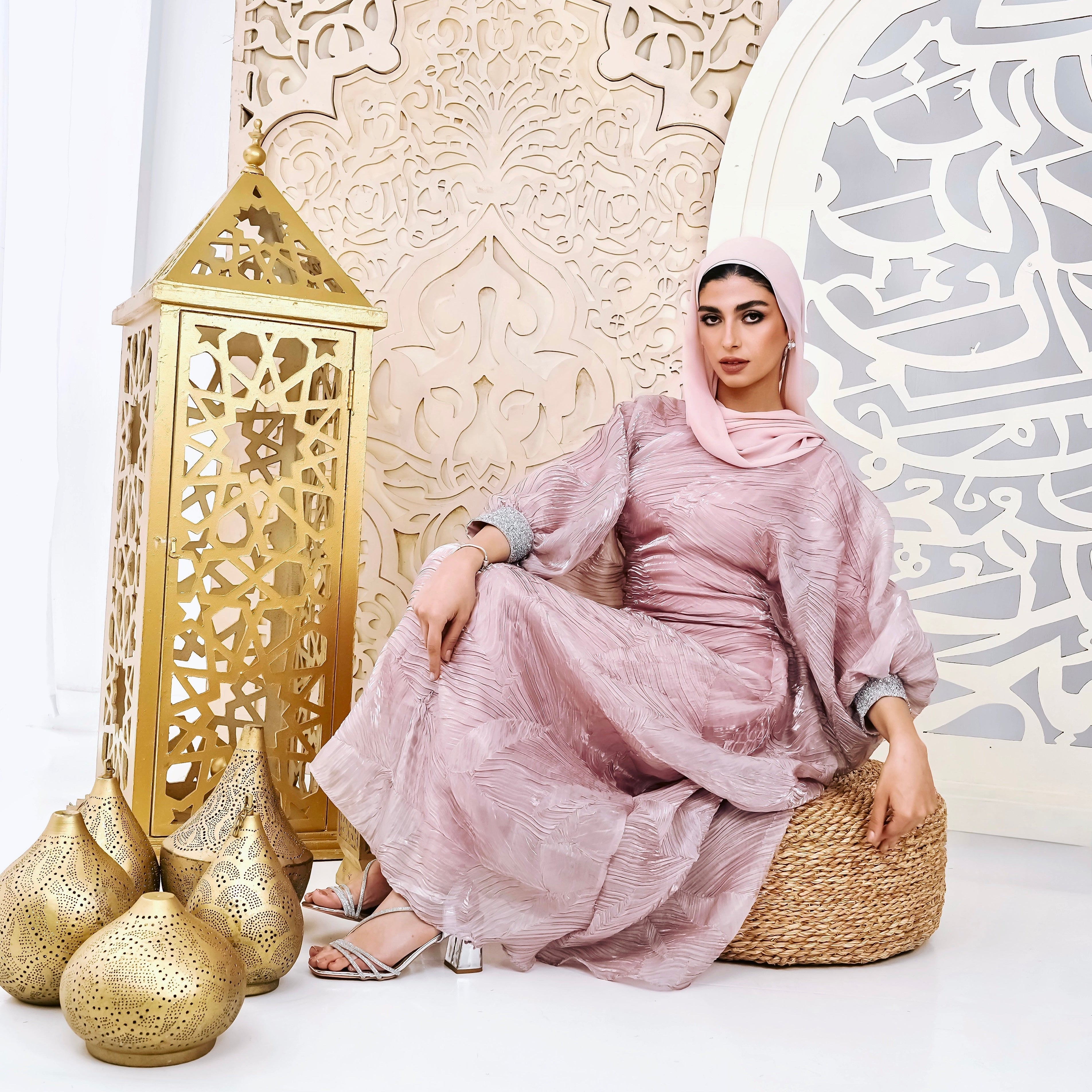 Blush Organza Plissé Kaftan