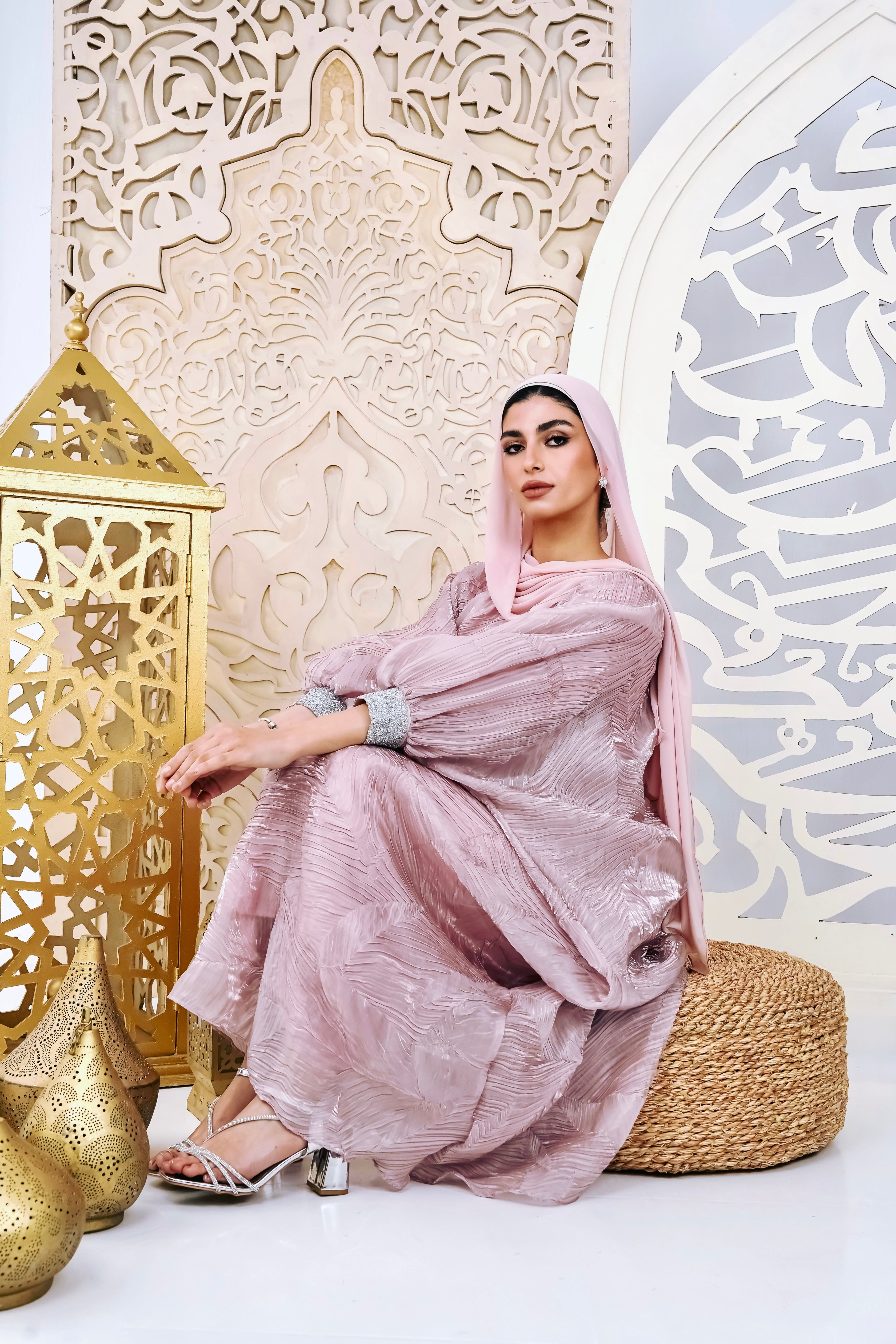 Blush Organza Plissé Kaftan