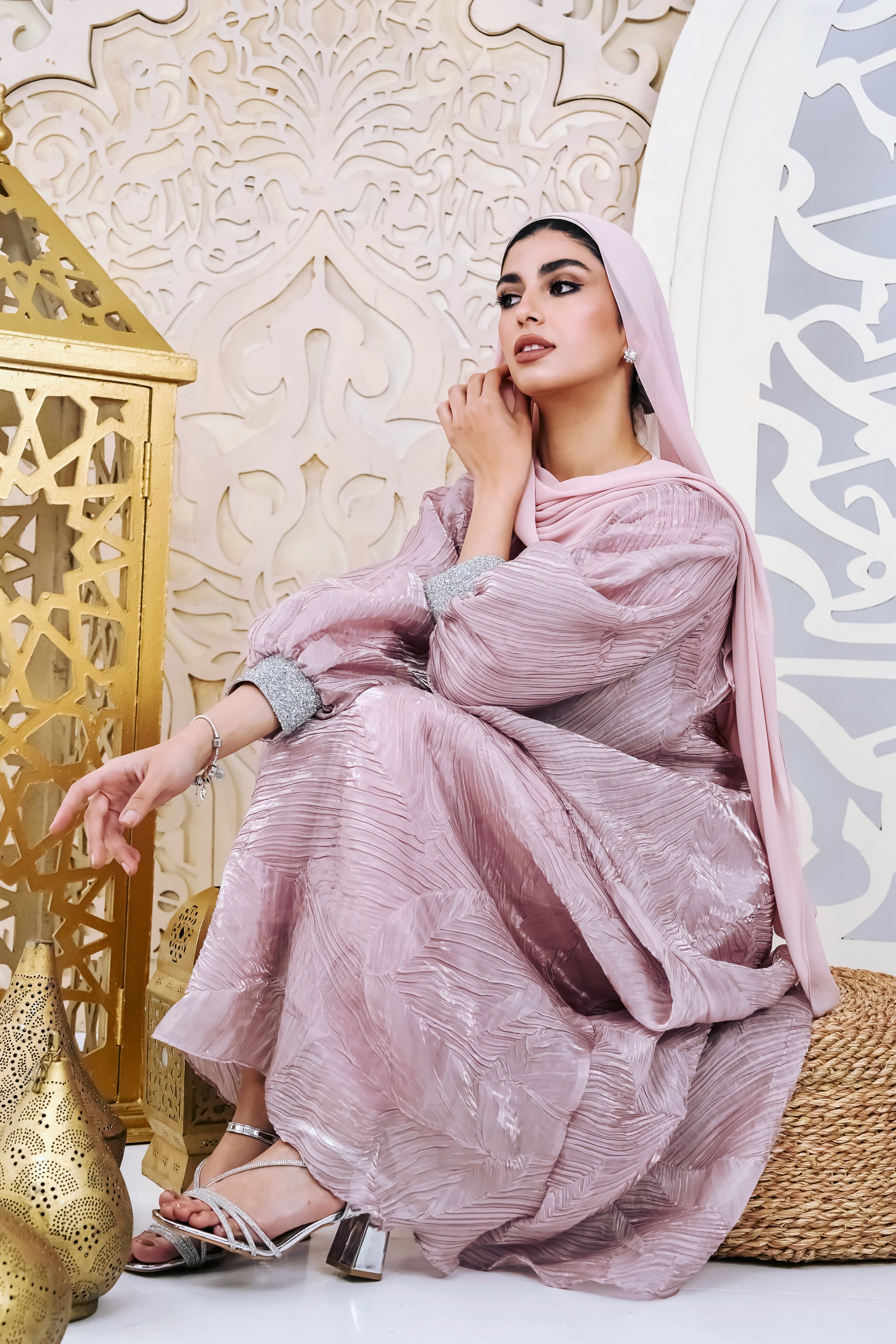 Blush Organza Plissé Kaftan