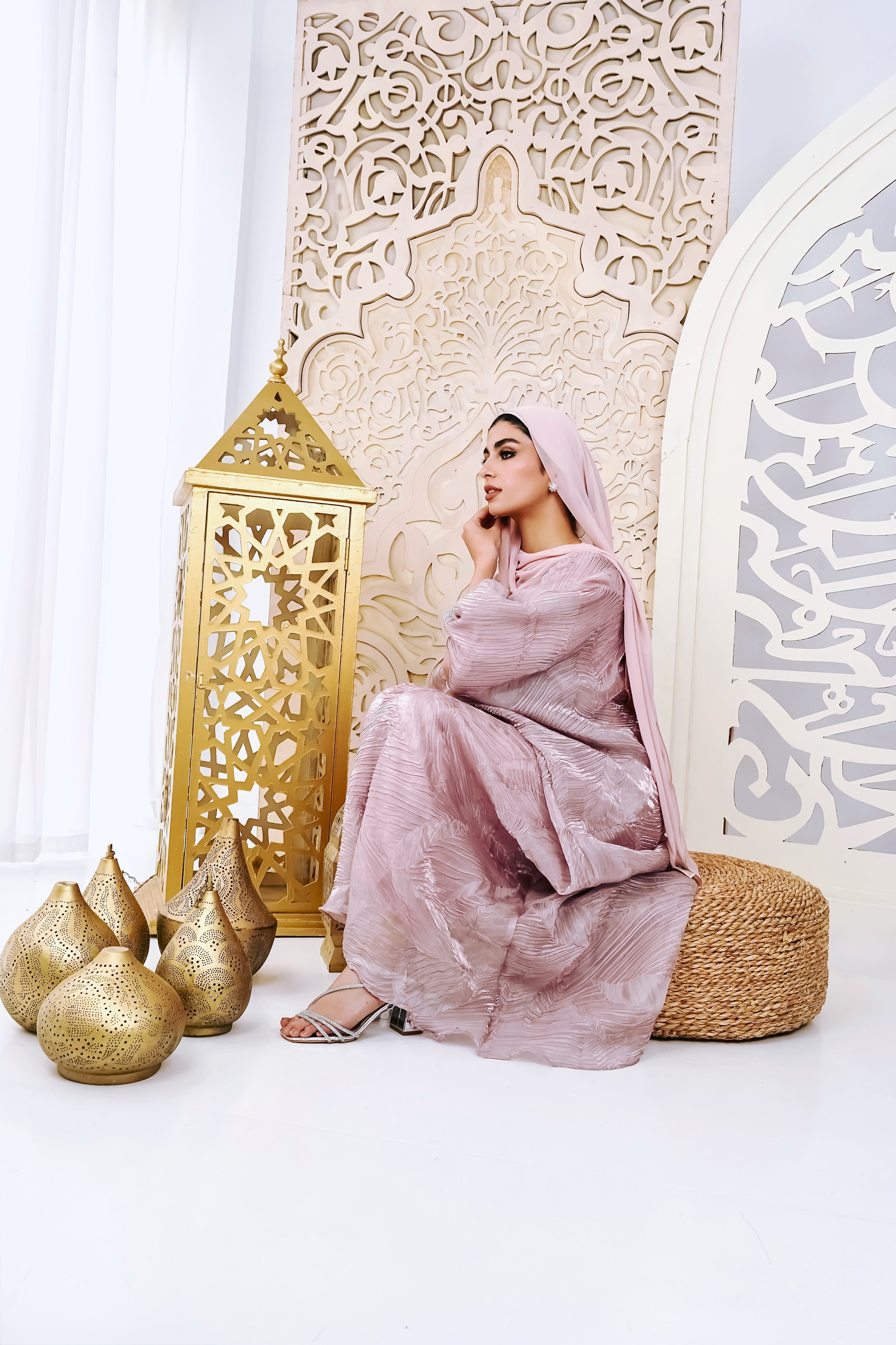 Blush Organza Plissé Kaftan