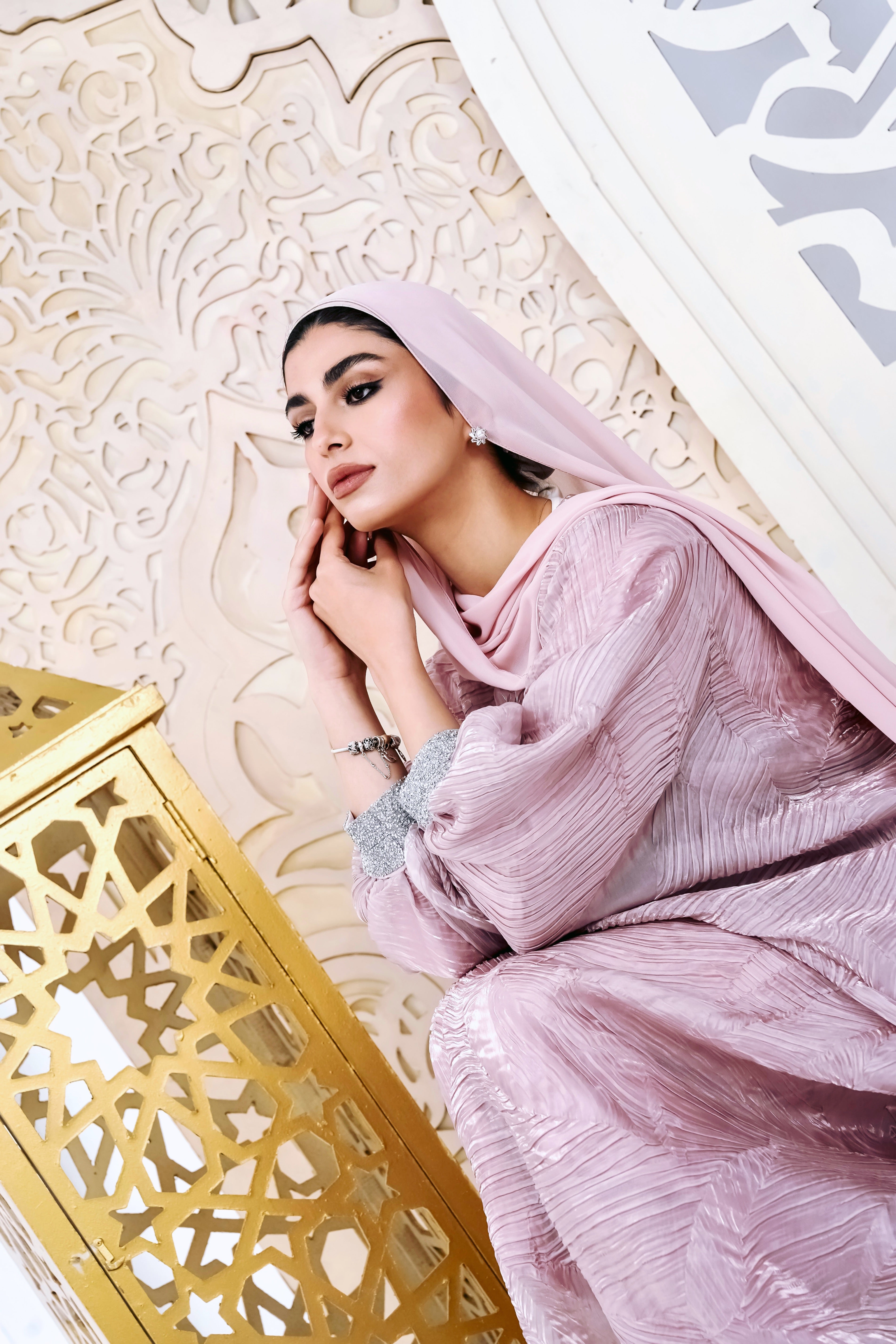 Blush Organza Plissé Kaftan