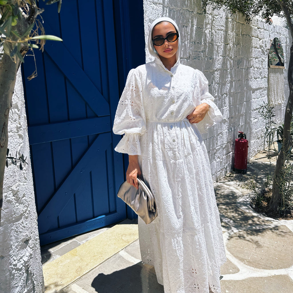 White Embriodered Eyelet dress