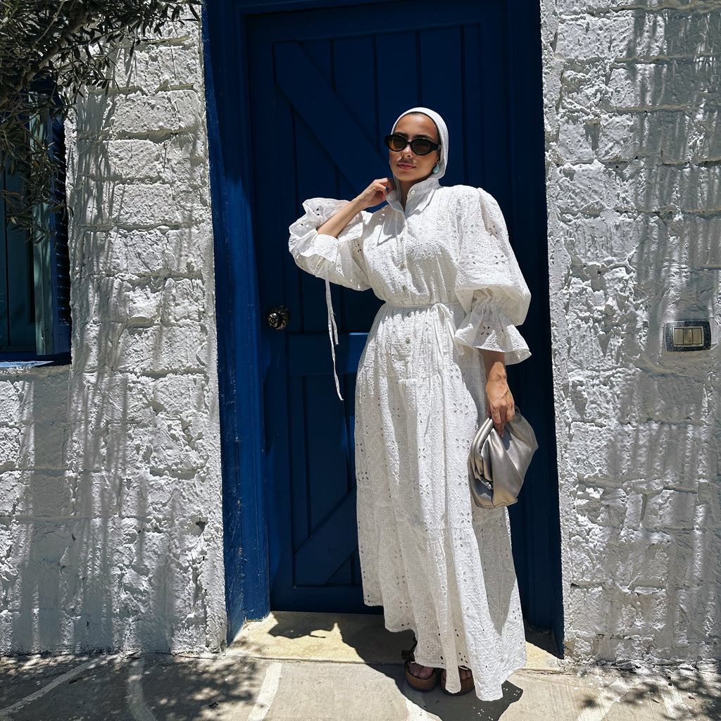 White Embriodered Eyelet dress