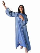 Load image into Gallery viewer, Balloon Sleeves Abaya in Steel Blue
