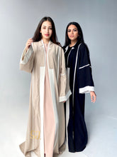 Load image into Gallery viewer, Linen Striped Abaya in Beige
