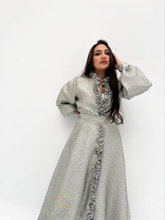 Load image into Gallery viewer, Kaftan ruffles Dress in Silver
