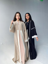 Load image into Gallery viewer, Linen striped Abaya in Black
