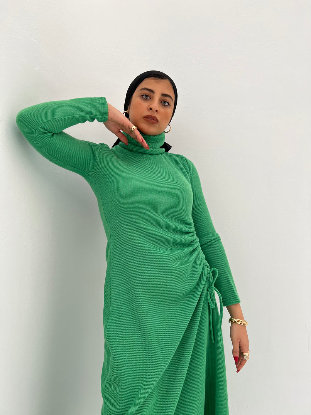 Turtleneck Sweater Dress In Green
