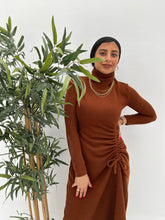 Load image into Gallery viewer, Turtleneck Sweater Dress In brown
