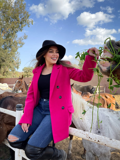 Double breasted blazer in hot pink