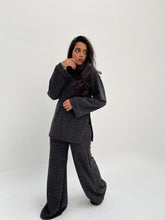 Load image into Gallery viewer, oversized Top &amp; wide Leg Pants Set in dark grey

