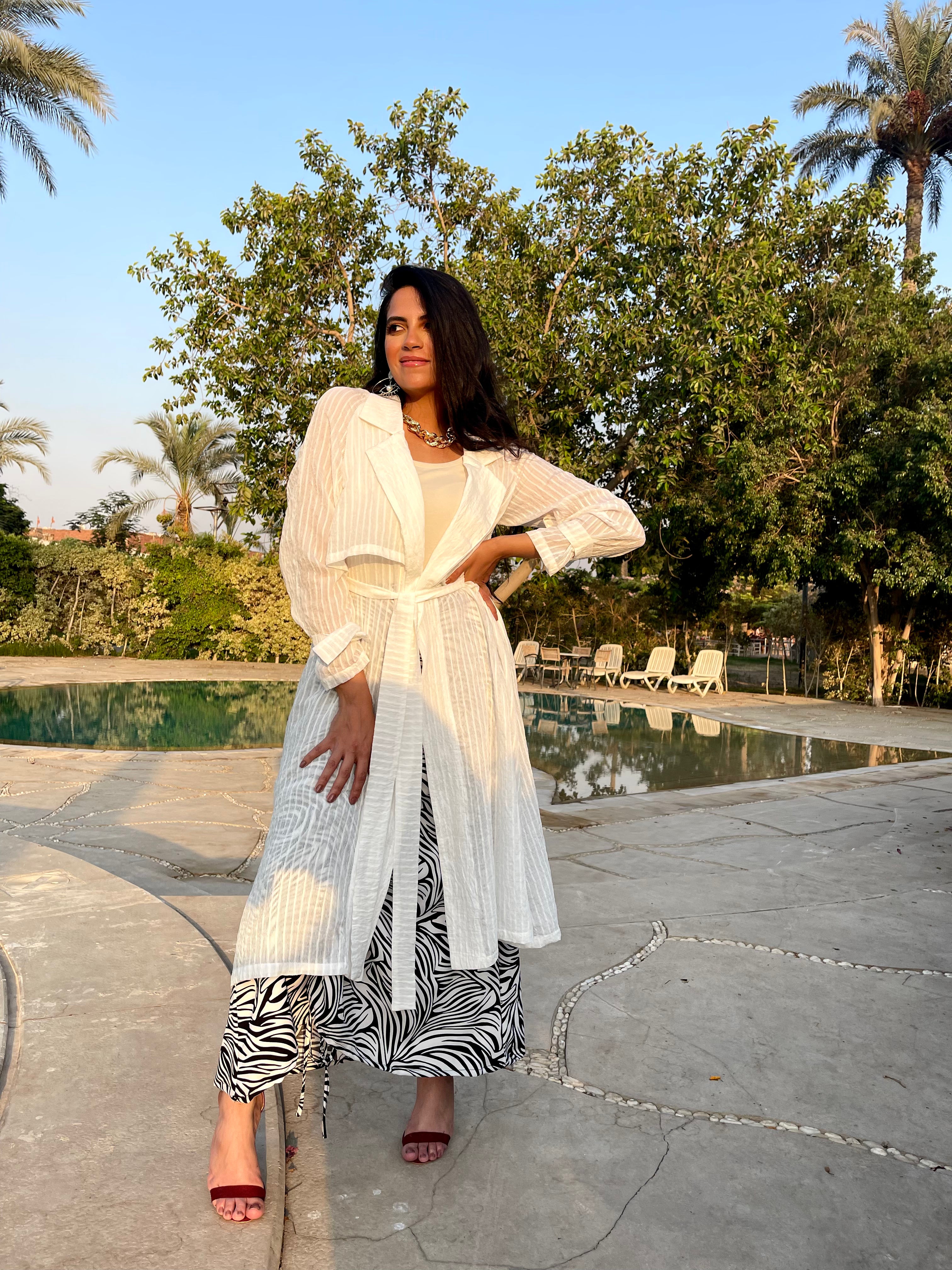 Voile kimono with label collar