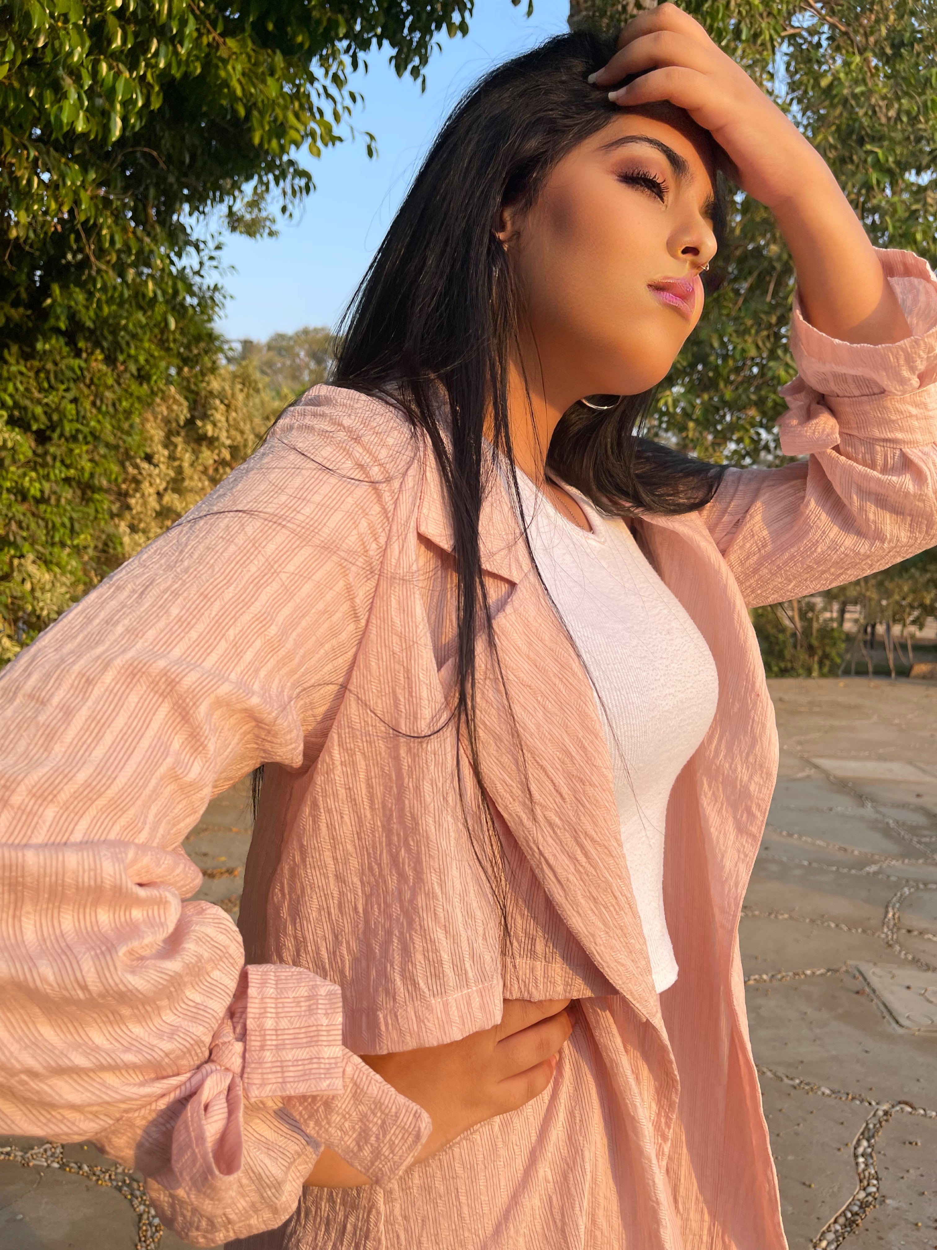 Voile kimono with label collar