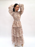 Floral beige ruffles dress