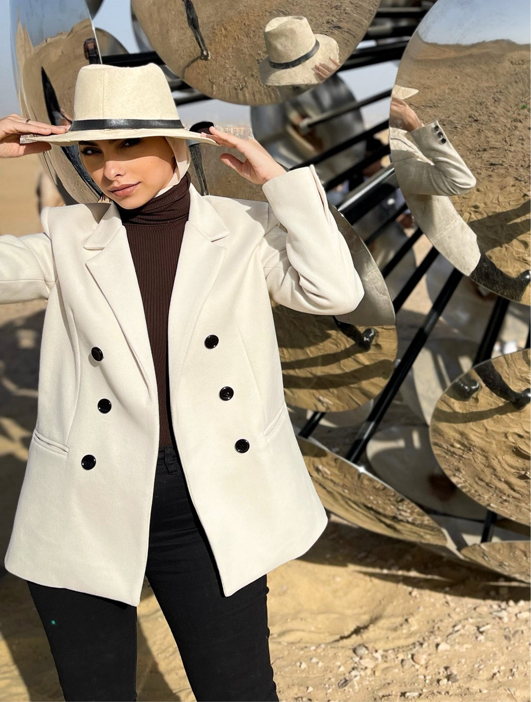 Double breasted Blazer coat in Offwhite